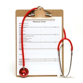 An isolated medical chart with a stethoscope for professionals to examine their patients.